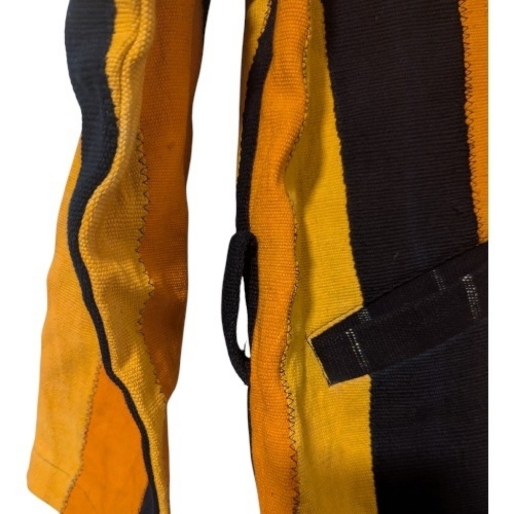 Larry Jay Ghanaian Designer Stylish Long Orange and Indigo Coat - Picture 3 of 10
